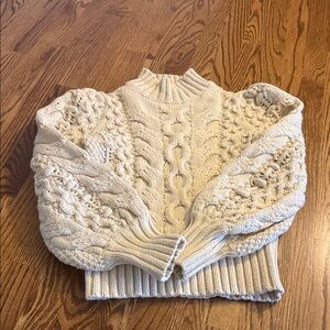 Banana Republic Textured Knit Cream Turtleneck Sweater